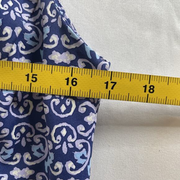 J McLaughlin‎ Purple Blue Catalina Cloth Shift Dress Size L Preppy Old Money - Picture 11 of 12